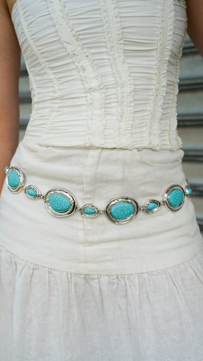 Mezunta Turquoise Stone Chain Belt