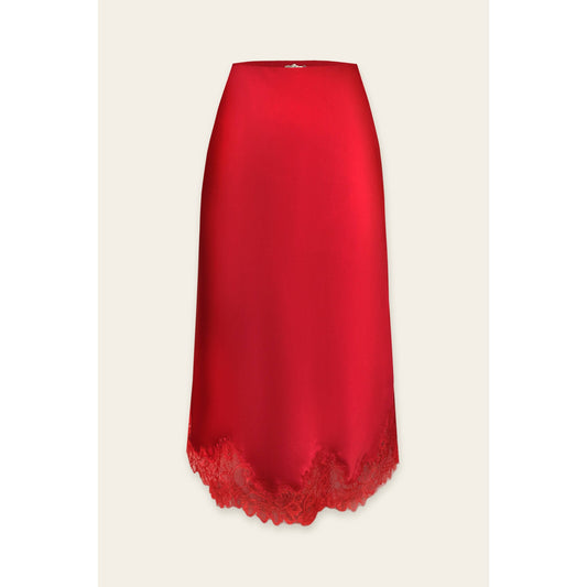 Rouge Satin Skirt