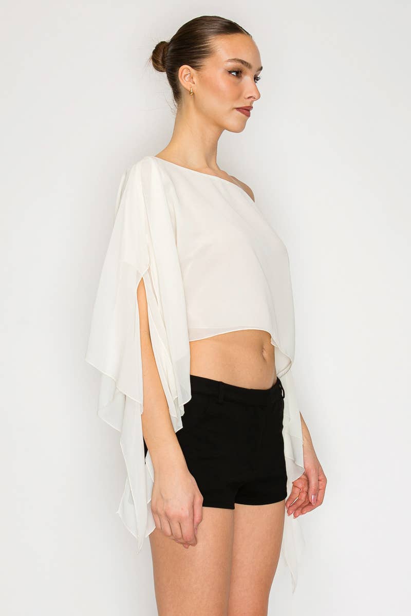 Riviera One-Shoulder Drape Crop Top