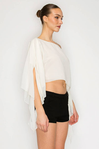 Riviera One-Shoulder Drape Crop Top