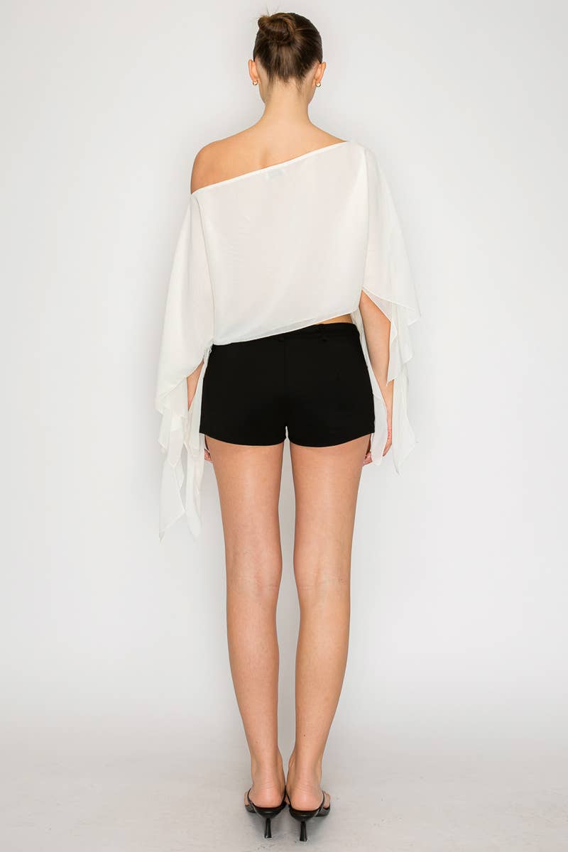 Riviera One-Shoulder Drape Crop Top