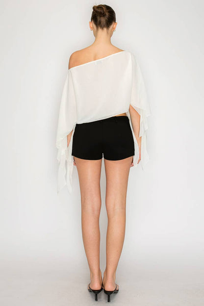 Riviera One-Shoulder Drape Crop Top