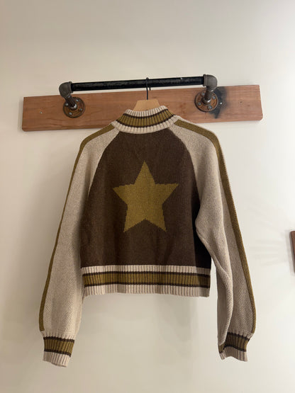 Golden Zip Up Cardigan