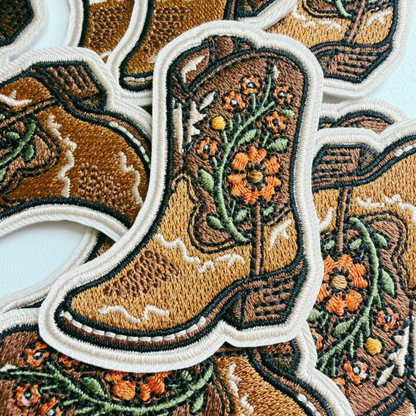 Floral Cowboy Boot Patch