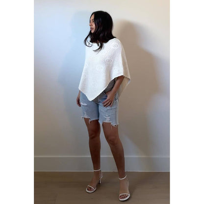 Rosette Knit Crochet Poncho