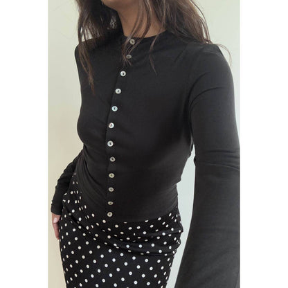 Margie Mock Neck Button Top
