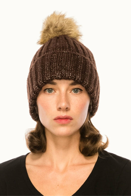 Lurex Sparkle Beanie w Pom Pom