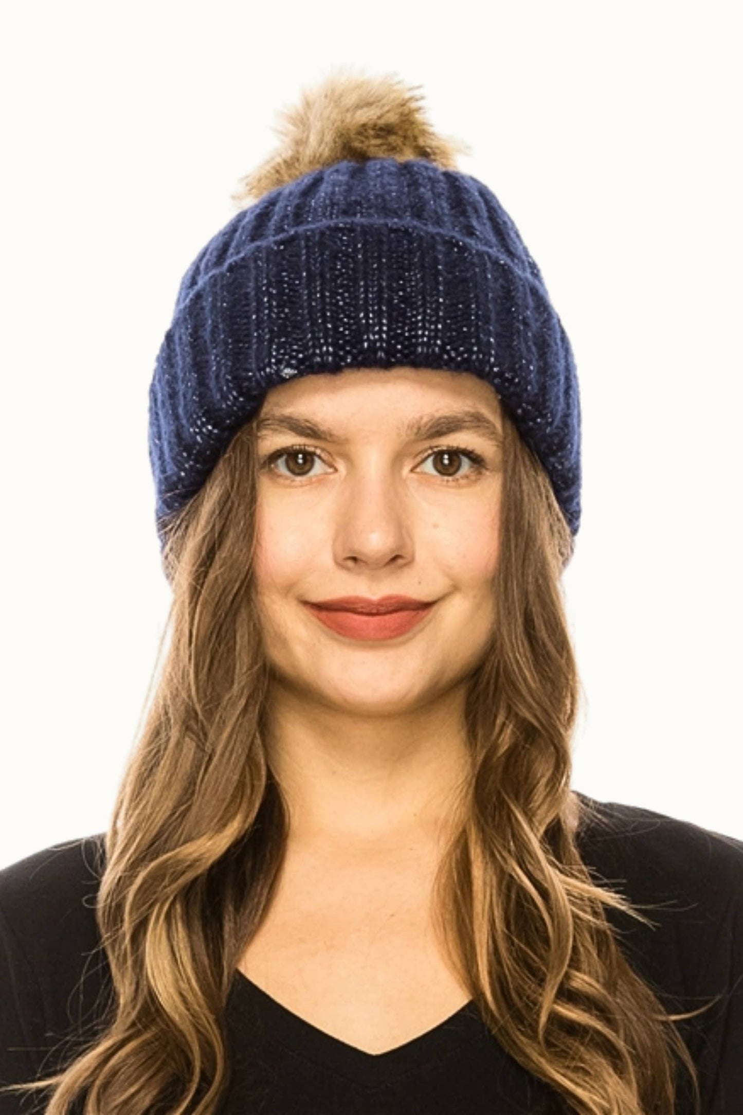 Lurex Sparkle Beanie w Pom Pom