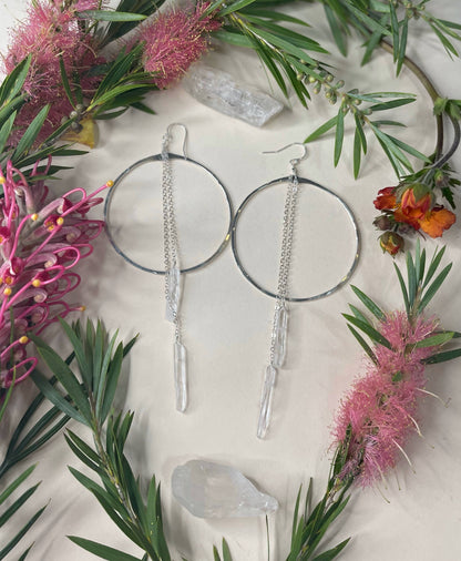 Double Quartz Hammered Hoops