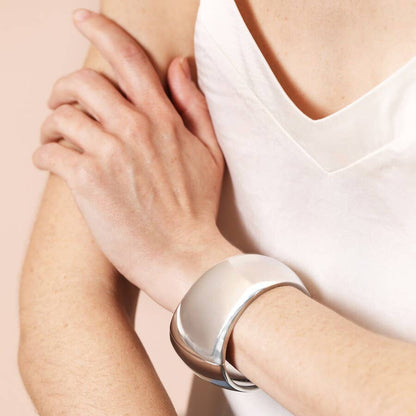 Silver Chunky Bangle Bracelet