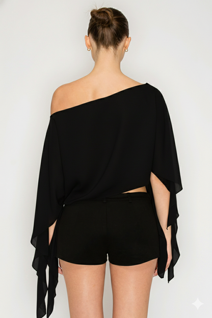 Riviera One-Shoulder Drape Crop Top